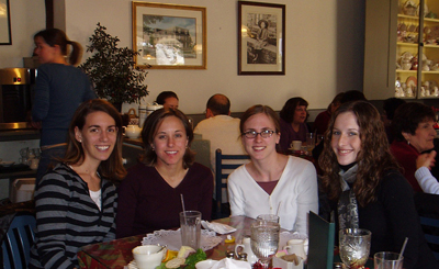 Liz, Amie, Maggie, and Sarah at lunch